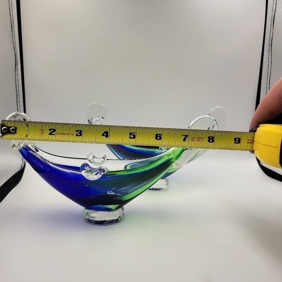 Murano Cobalt & Green Glass Gondolas - set of 2 - Picture 7 of 10